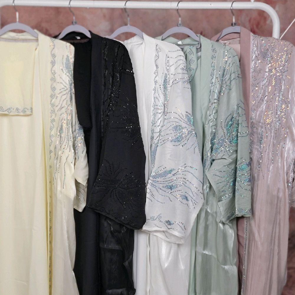 Yusrah 4 Piece Organza & Nida Abaya Set with Diamante Detailing
