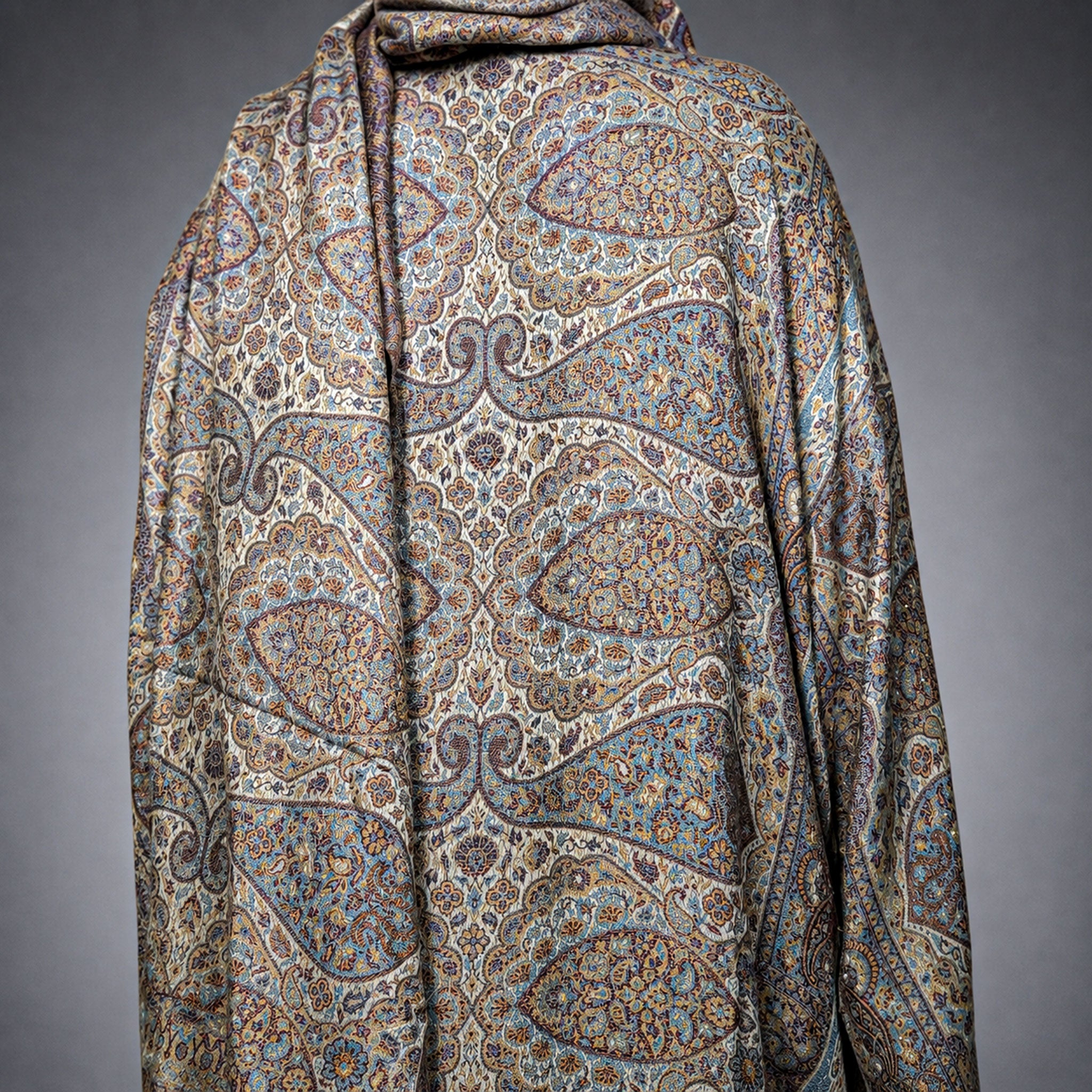 Elegant Pashmina Print Abaya 2 Piece Set – Indian Cashmere Style