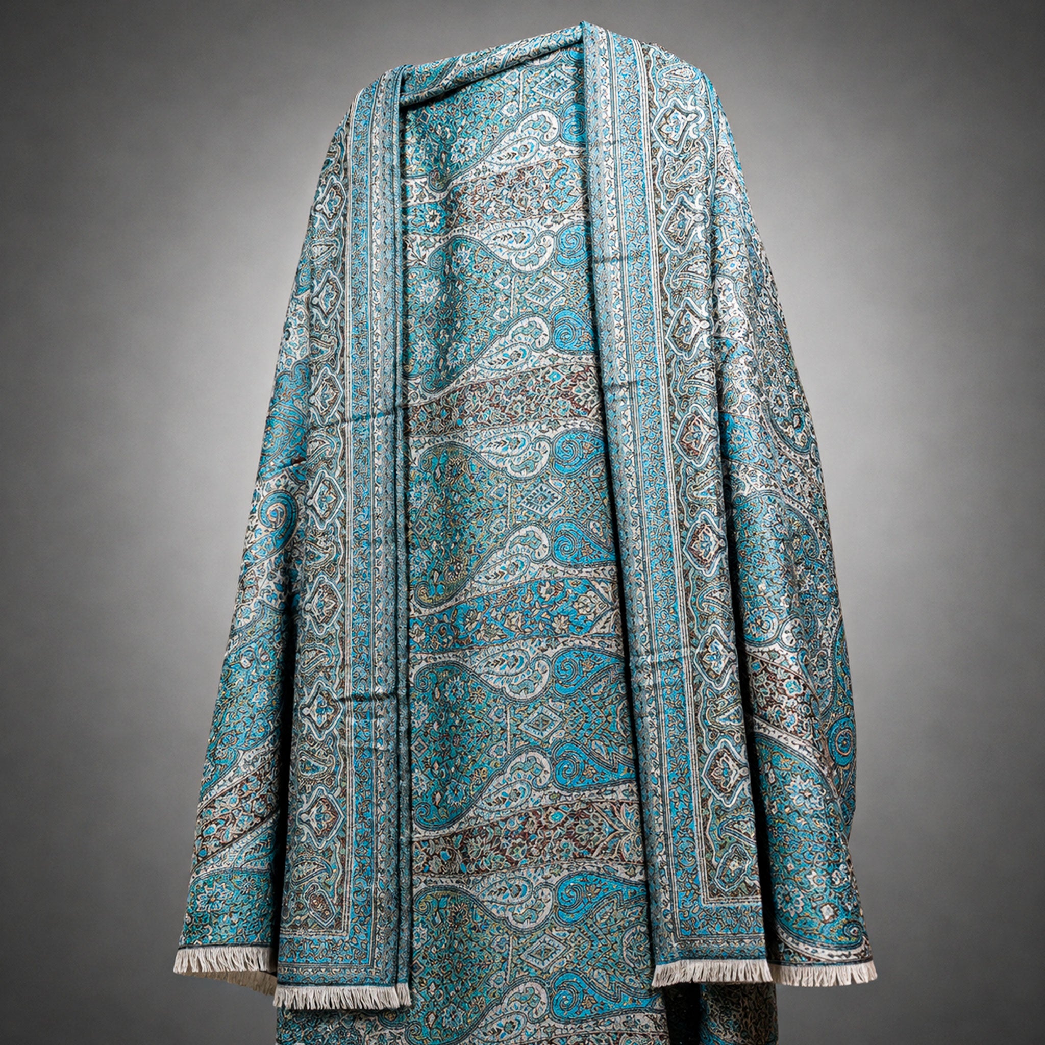 Elegant Pashmina Print Abaya 2 Piece Set – Indian Cashmere Style