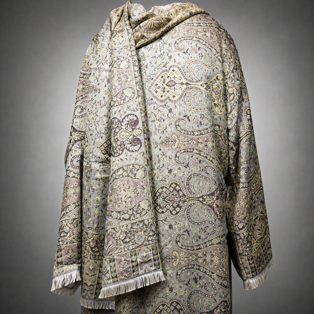 Elegant Pashmina Print Abaya 2 Piece Set – Indian Cashmere Style