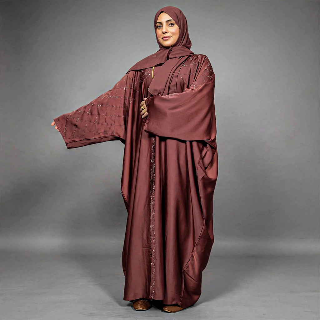Fakihah Butterfly Abaya 2 Piece Set with Diamante Embellishments