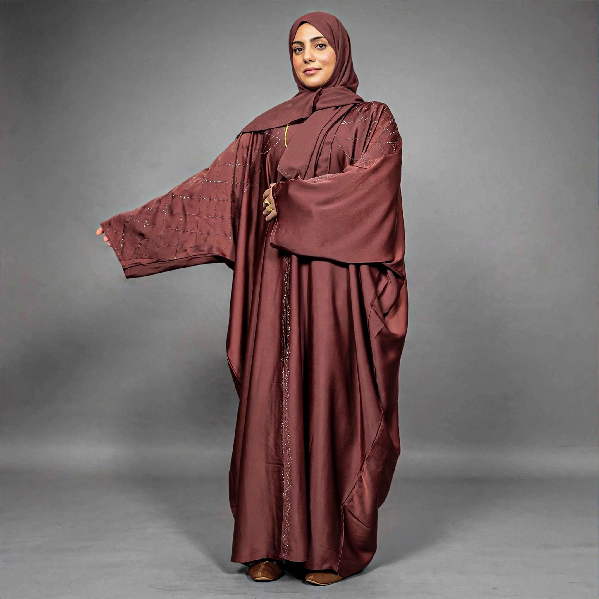 Fakihah Butterfly Abaya 2 Piece Set with Diamante Embellishments