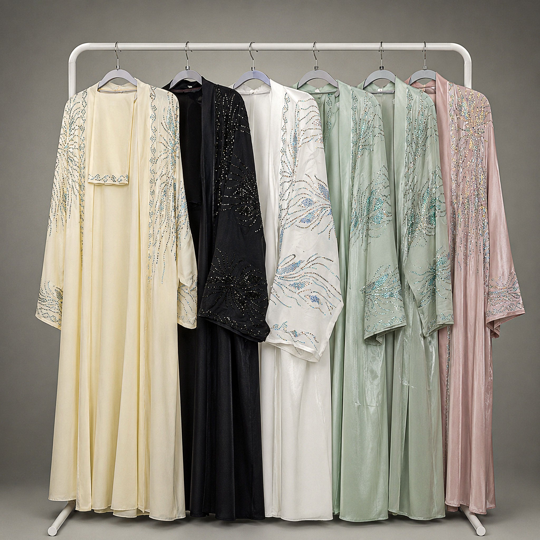 Yusrah 4 Piece Organza & Nida Abaya Set with Diamante Detailing