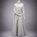Reem Light Grey Abaya with Beaded Sleeves & Embroidered Clutch