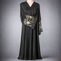 Anaya Black Korean Nida Abaya with Beaded Handwork Sleeves
