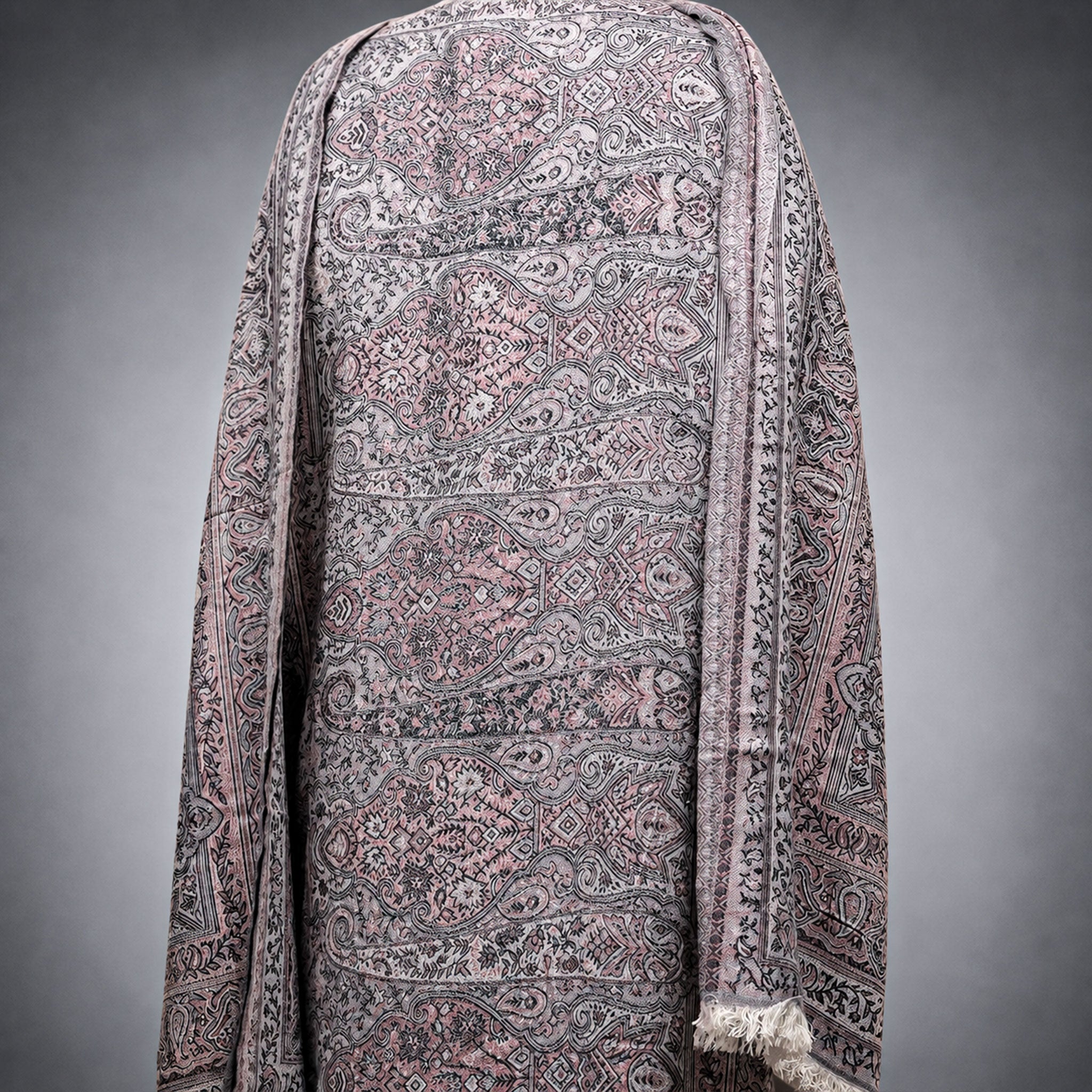 Elegant Pashmina Print Abaya 2 Piece Set – Indian Cashmere Style