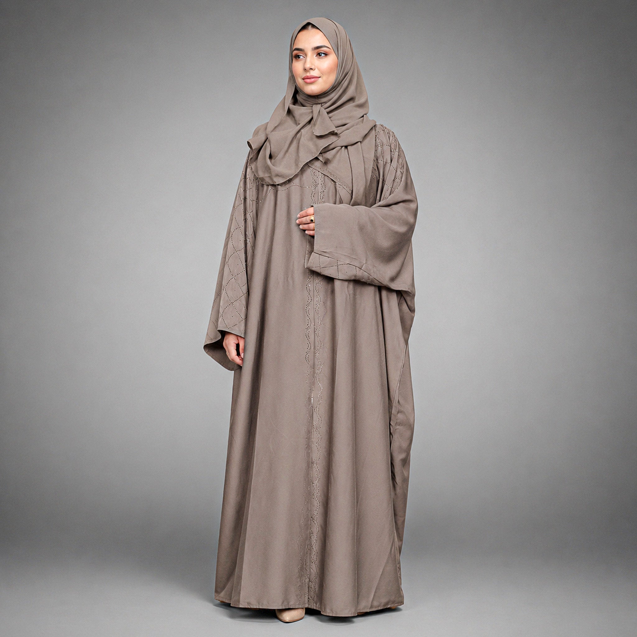 Fakihah Butterfly Abaya 2 Piece Set with Diamante Embellishments