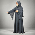 Layan Dress Abaya with Flowy Sleeves – Chocolate Brown & Navy Blue