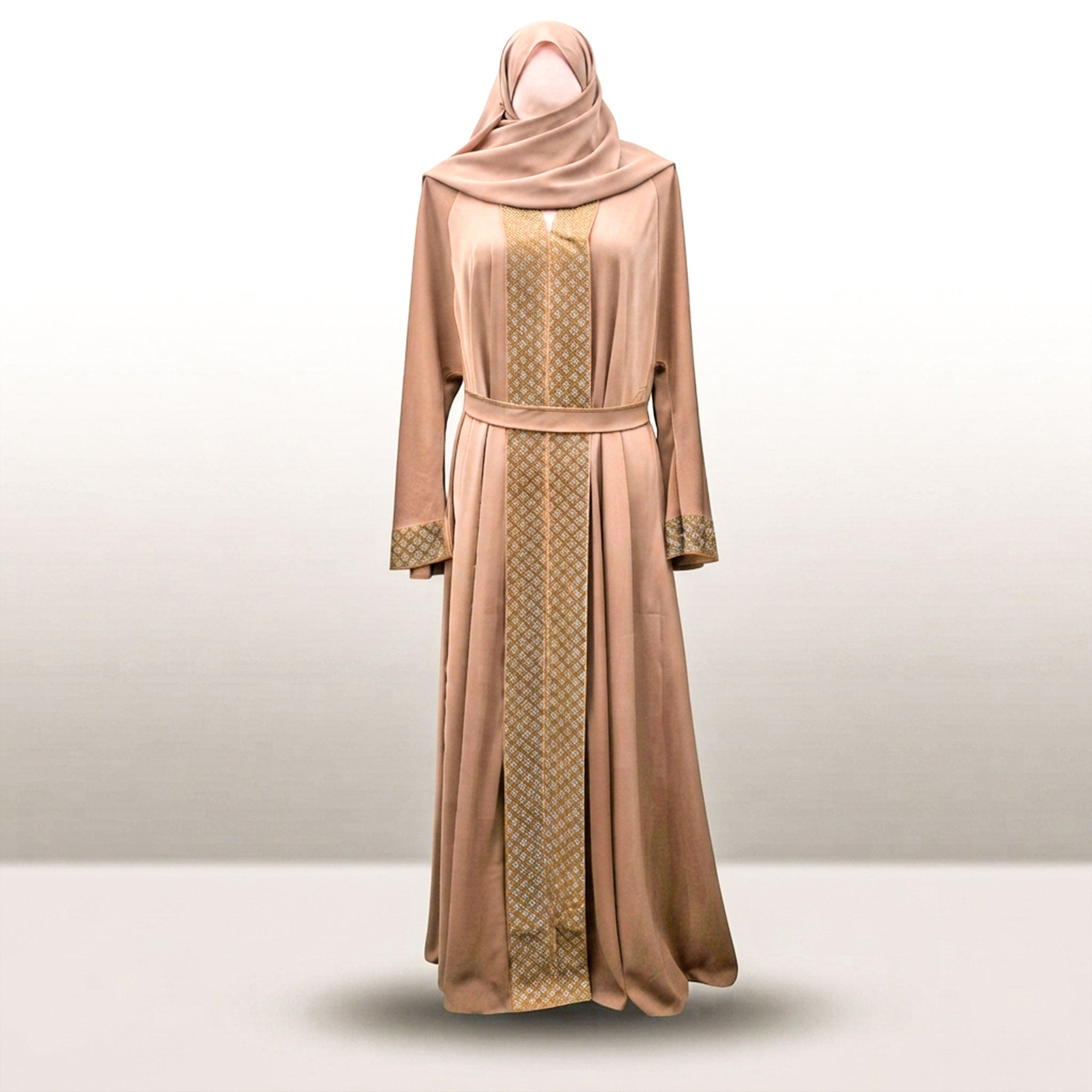 Amara Umbrella 3 Piece Abaya Set with Diamante Embellishments – Available in Teal & Gold Colors