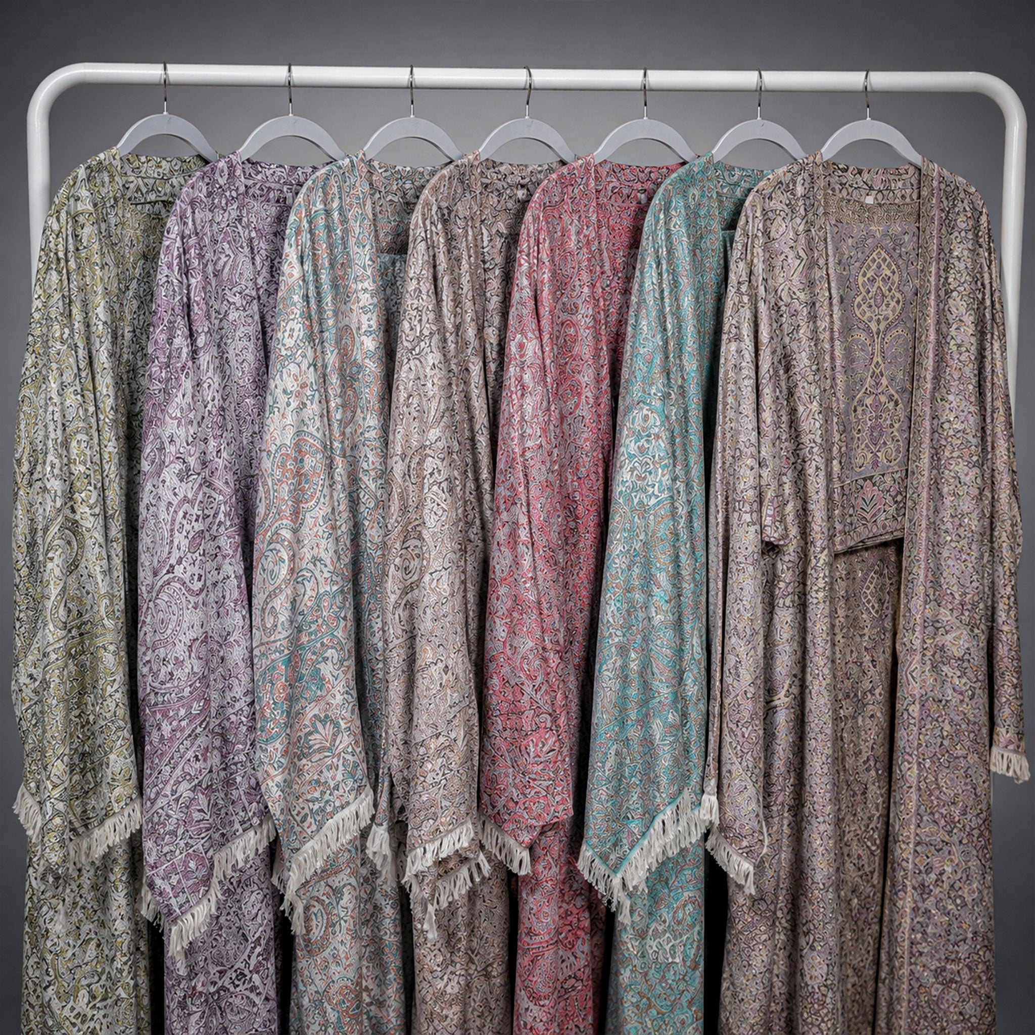Elegant Pashmina Print Abaya 2 Piece Set – Indian Cashmere Style