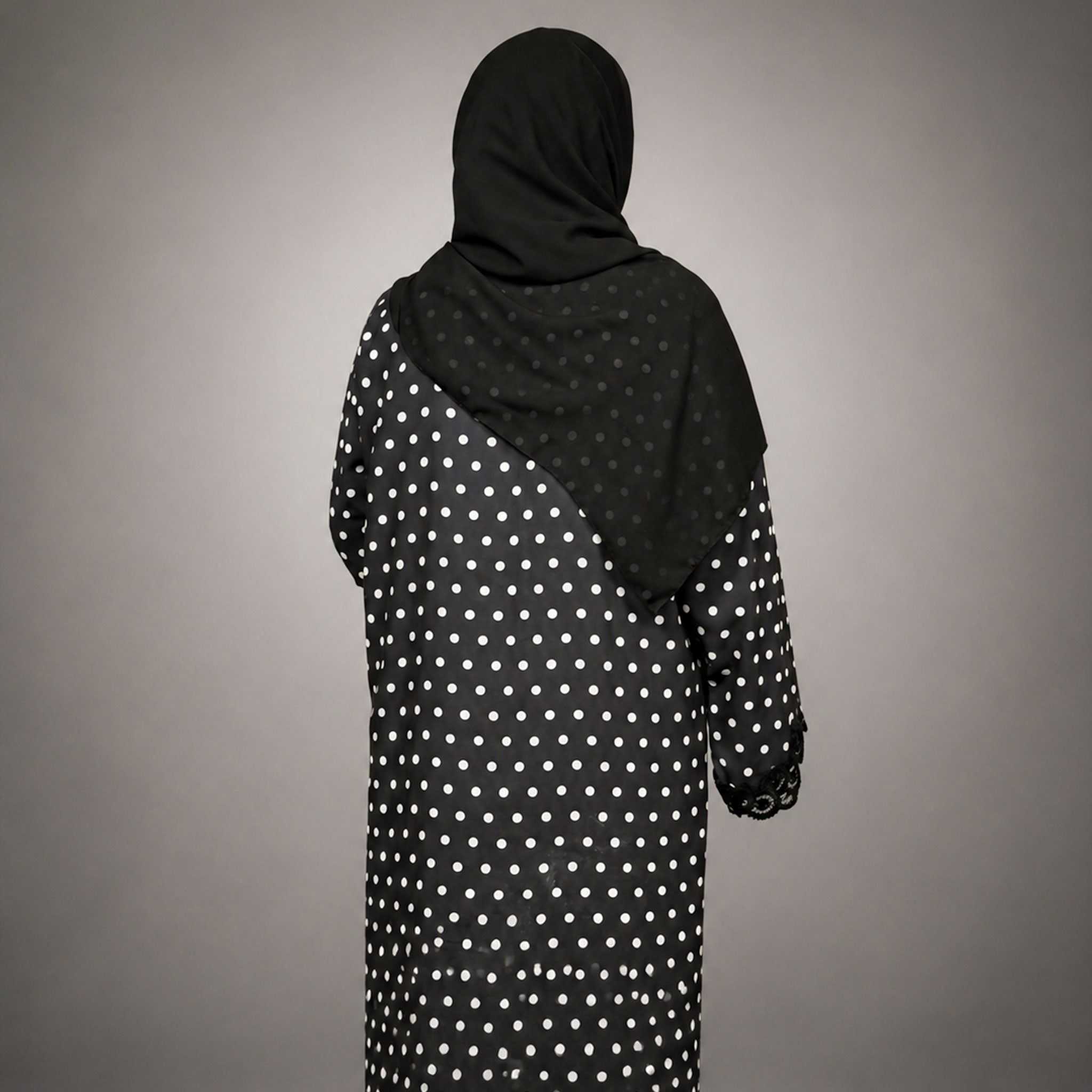 Elegant 4 Piece Black Chiffon Abaya Set with Scarf, Belt & Inner Slip