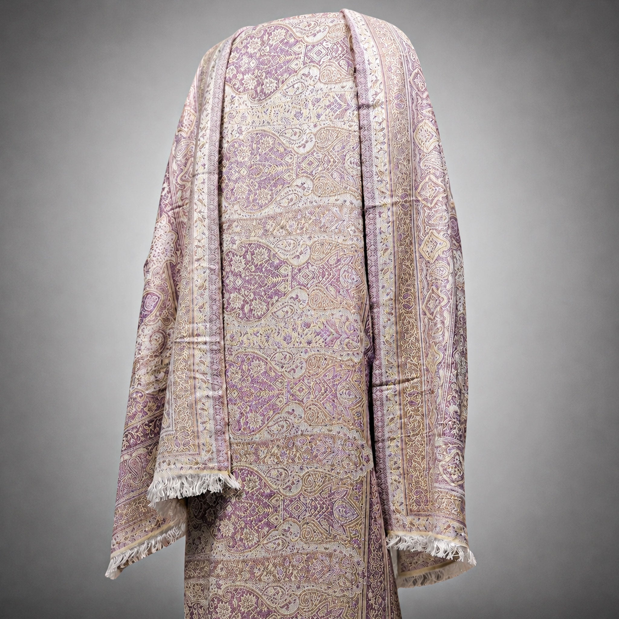 Elegant Pashmina Print Abaya 2 Piece Set – Indian Cashmere Style