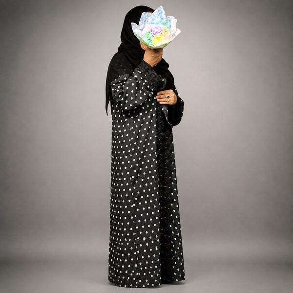 Elegant 4 Piece Black Chiffon Abaya Set with Scarf, Belt & Inner Slip