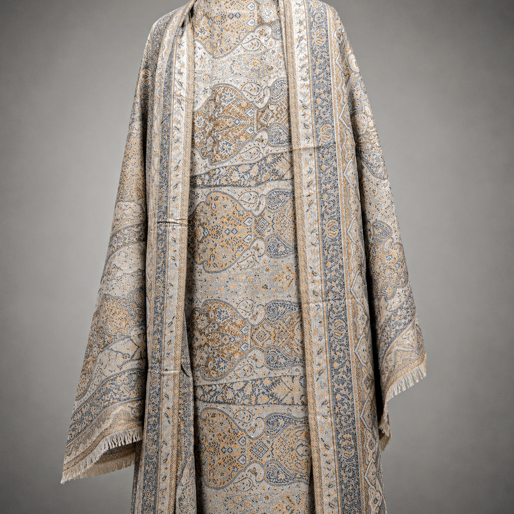 Elegant Pashmina Print Abaya 2 Piece Set – Indian Cashmere Style