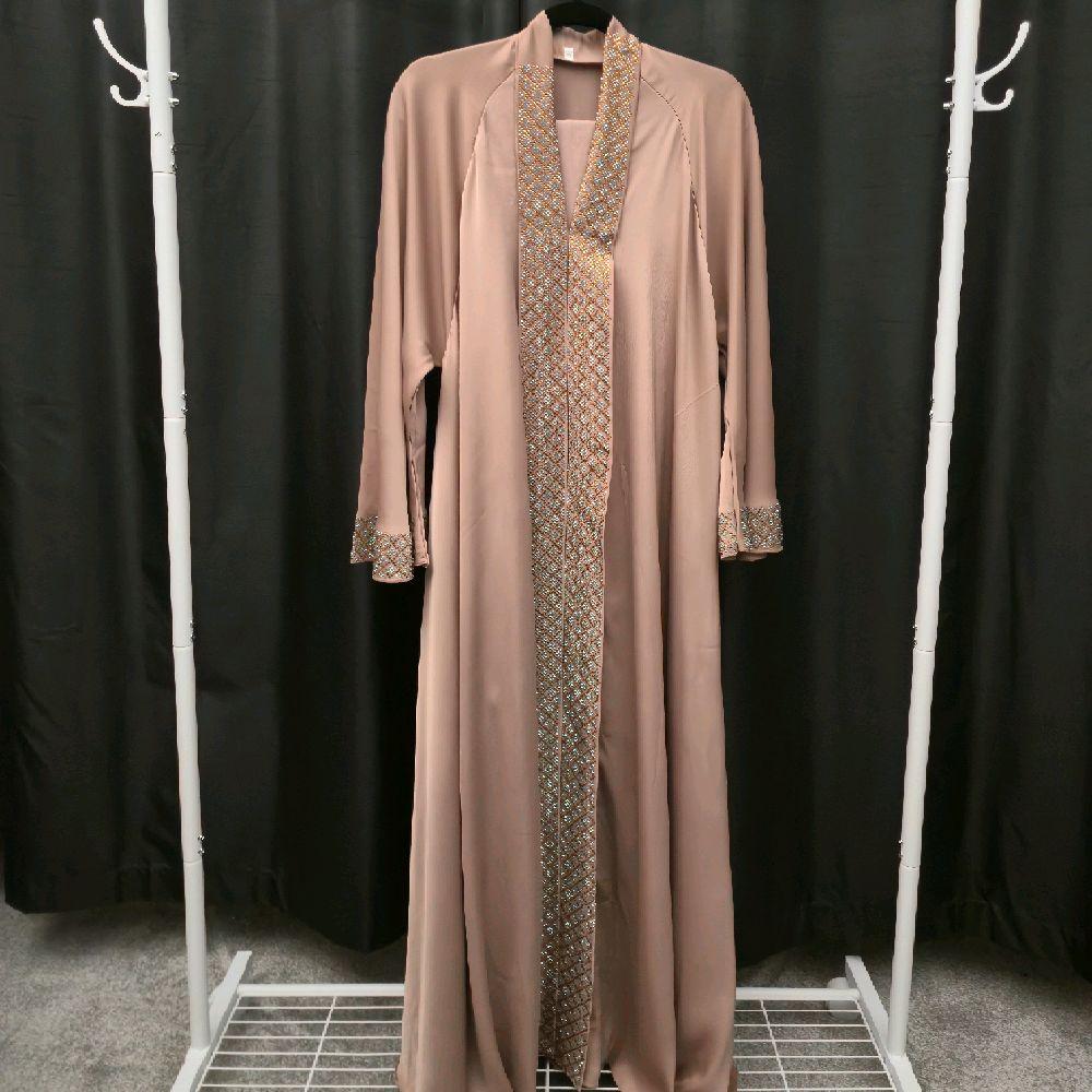 Amara Umbrella 3 Piece Abaya Set with Diamante Embellishments – Available in Teal & Gold Colors