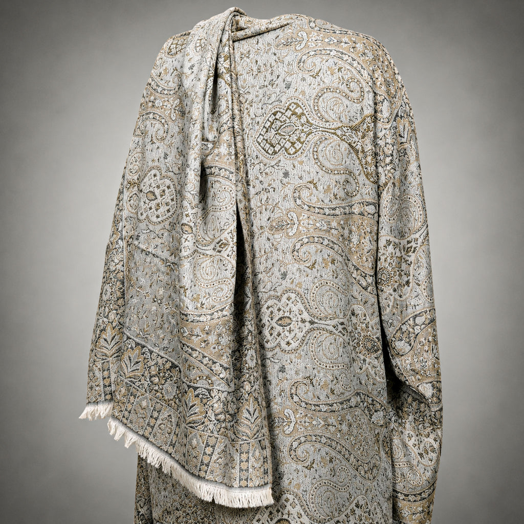 Elegant Pashmina Print Abaya 2 Piece Set – Indian Cashmere Style