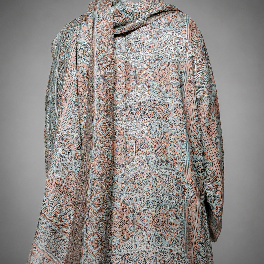 Elegant Pashmina Print Abaya 2 Piece Set – Indian Cashmere Style