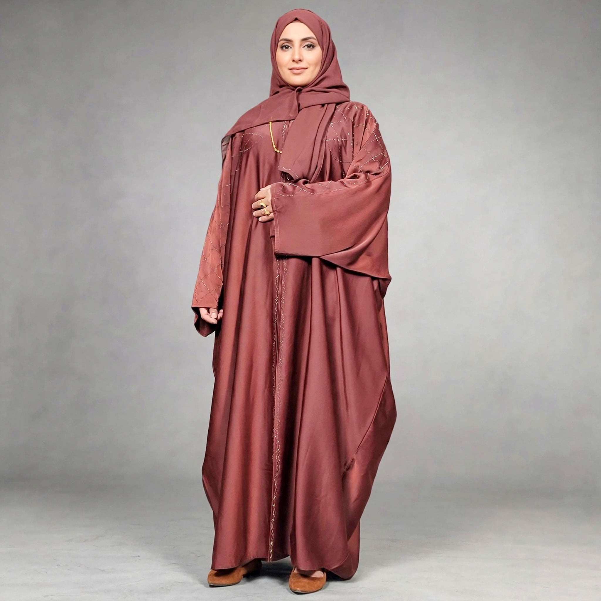 Fakihah Butterfly Abaya 2 Piece Set with Diamante Embellishments