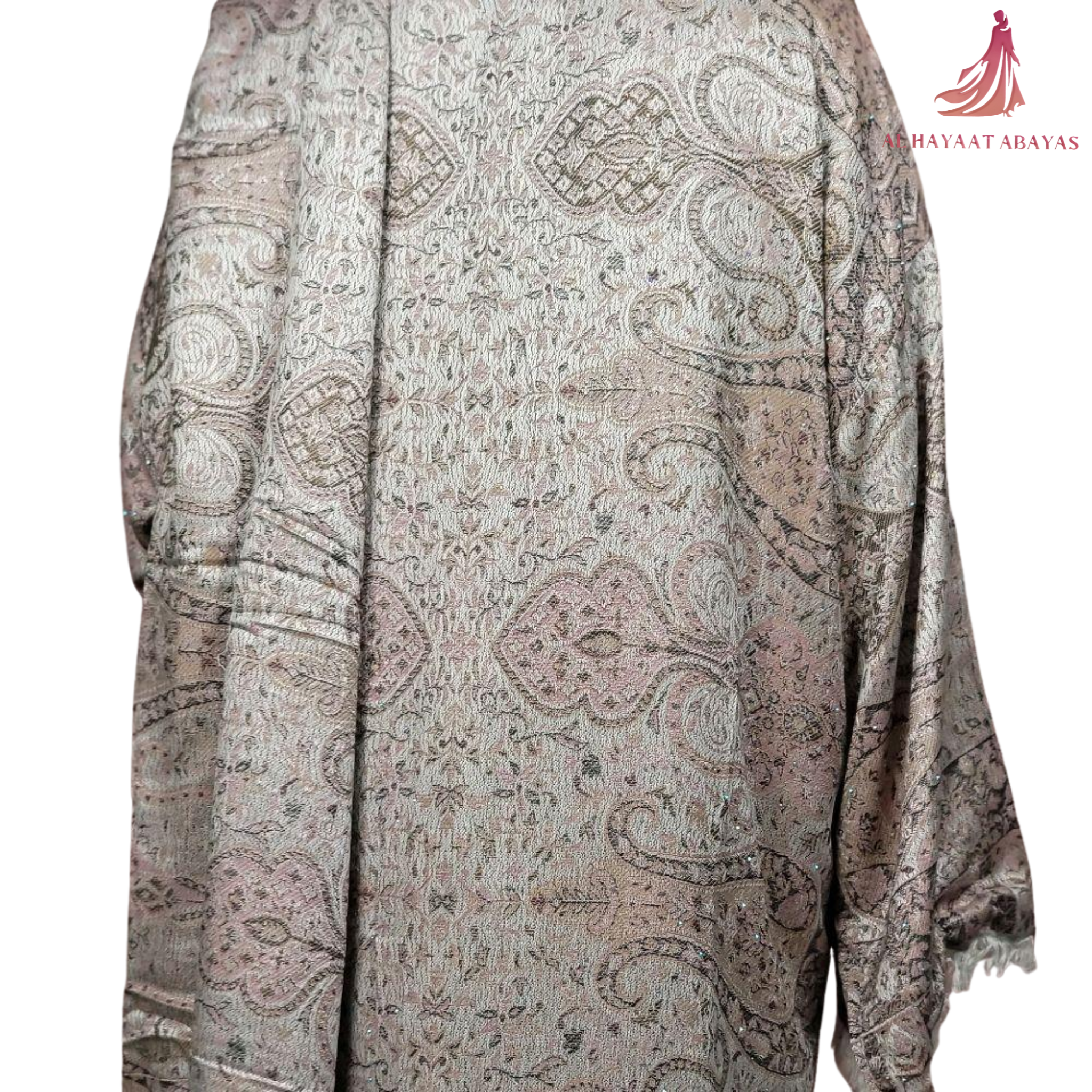 Elegant Pashmina Print Abaya 2 Piece Set – Indian Cashmere Style