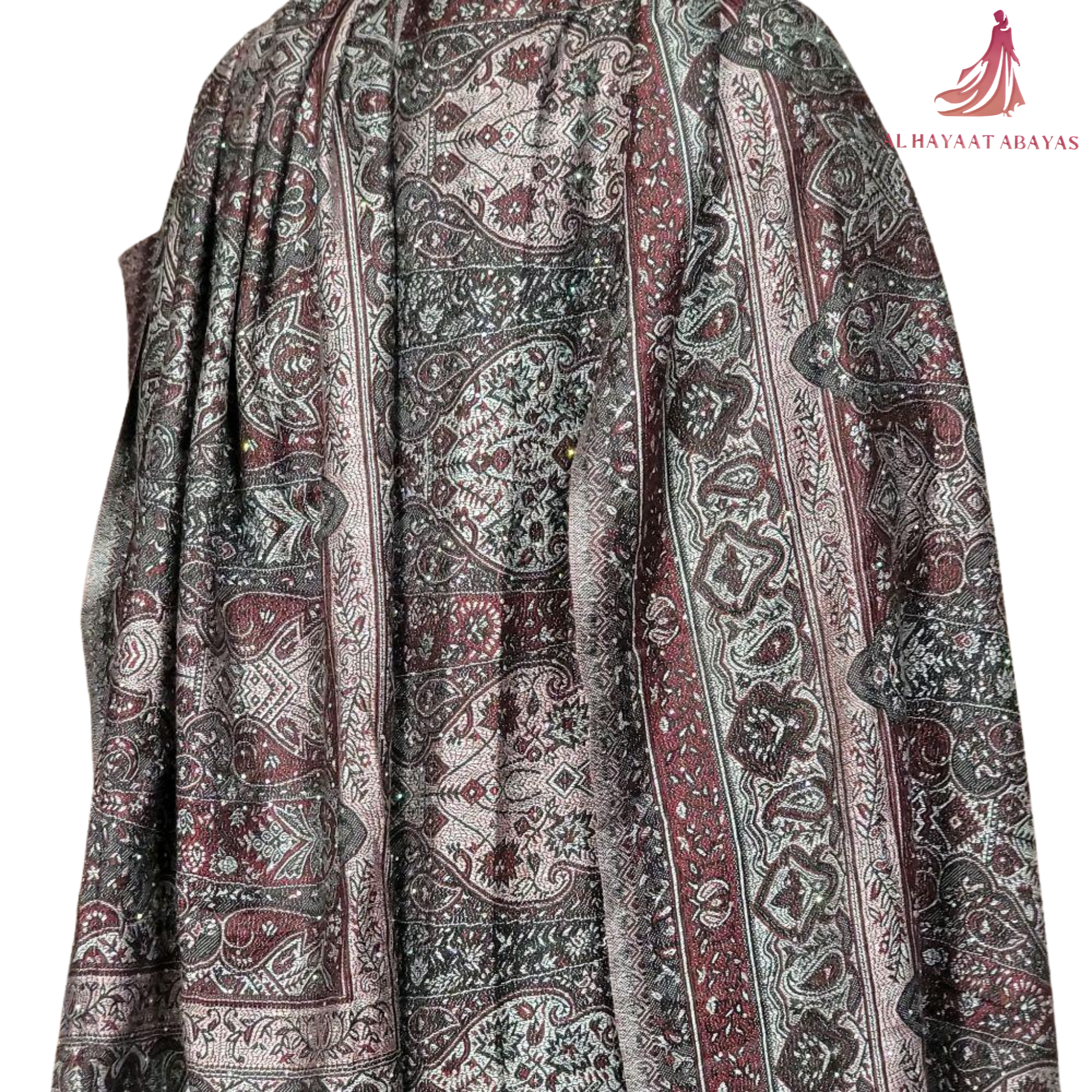 Elegant Pashmina Print Abaya 2 Piece Set – Indian Cashmere Style