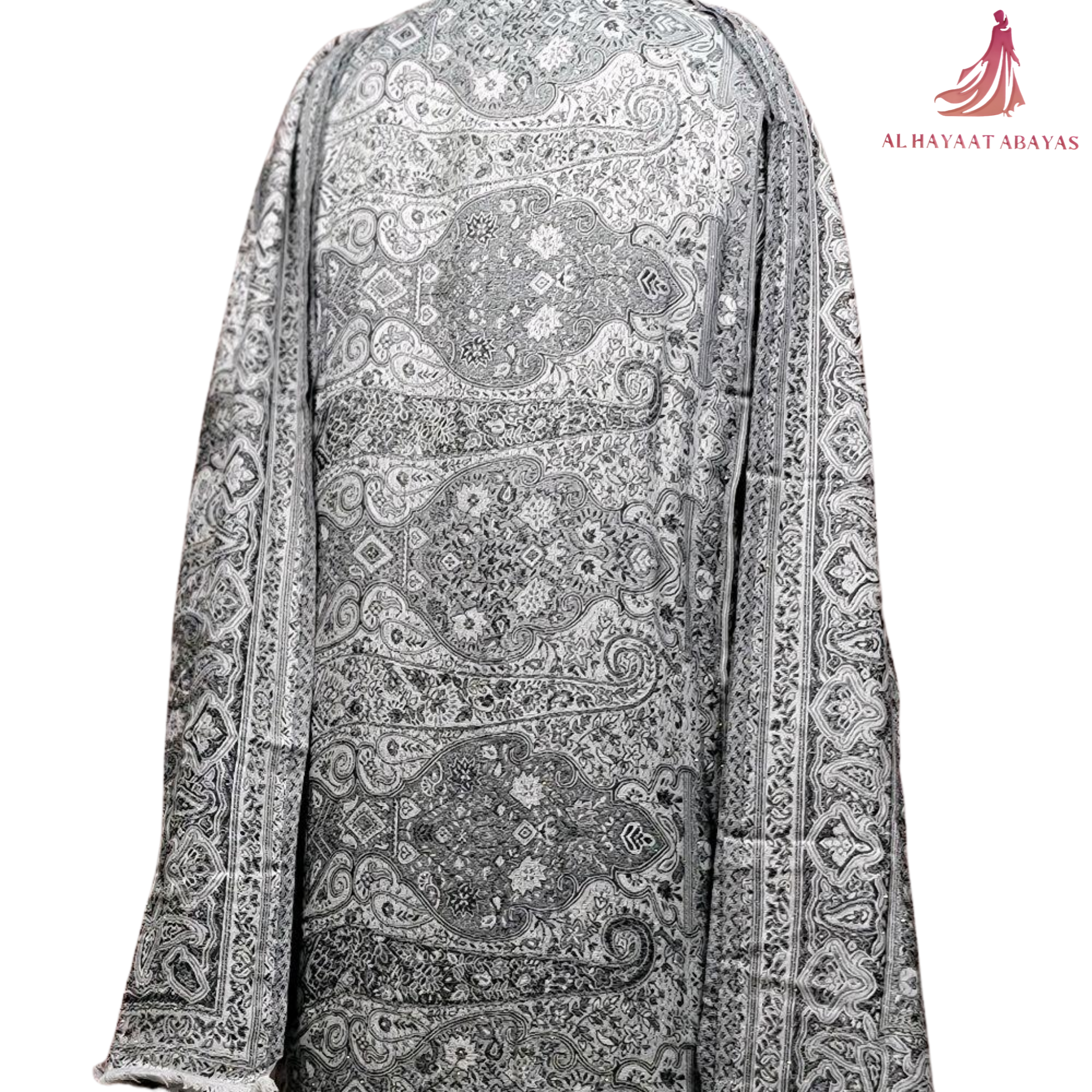 Elegant Pashmina Print Abaya 2 Piece Set – Indian Cashmere Style