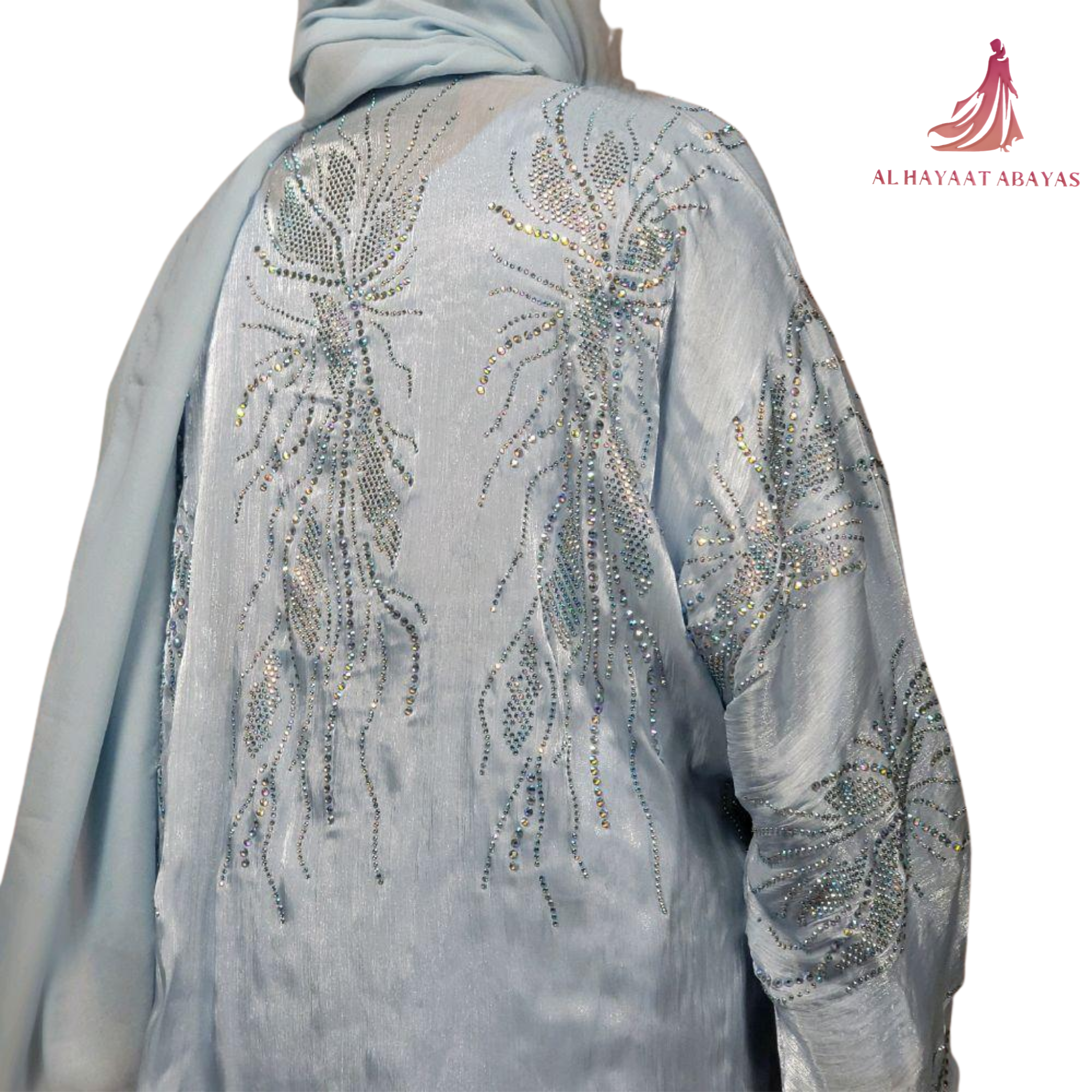 Yusrah 4 Piece Organza & Nida Abaya Set with Diamante Detailing