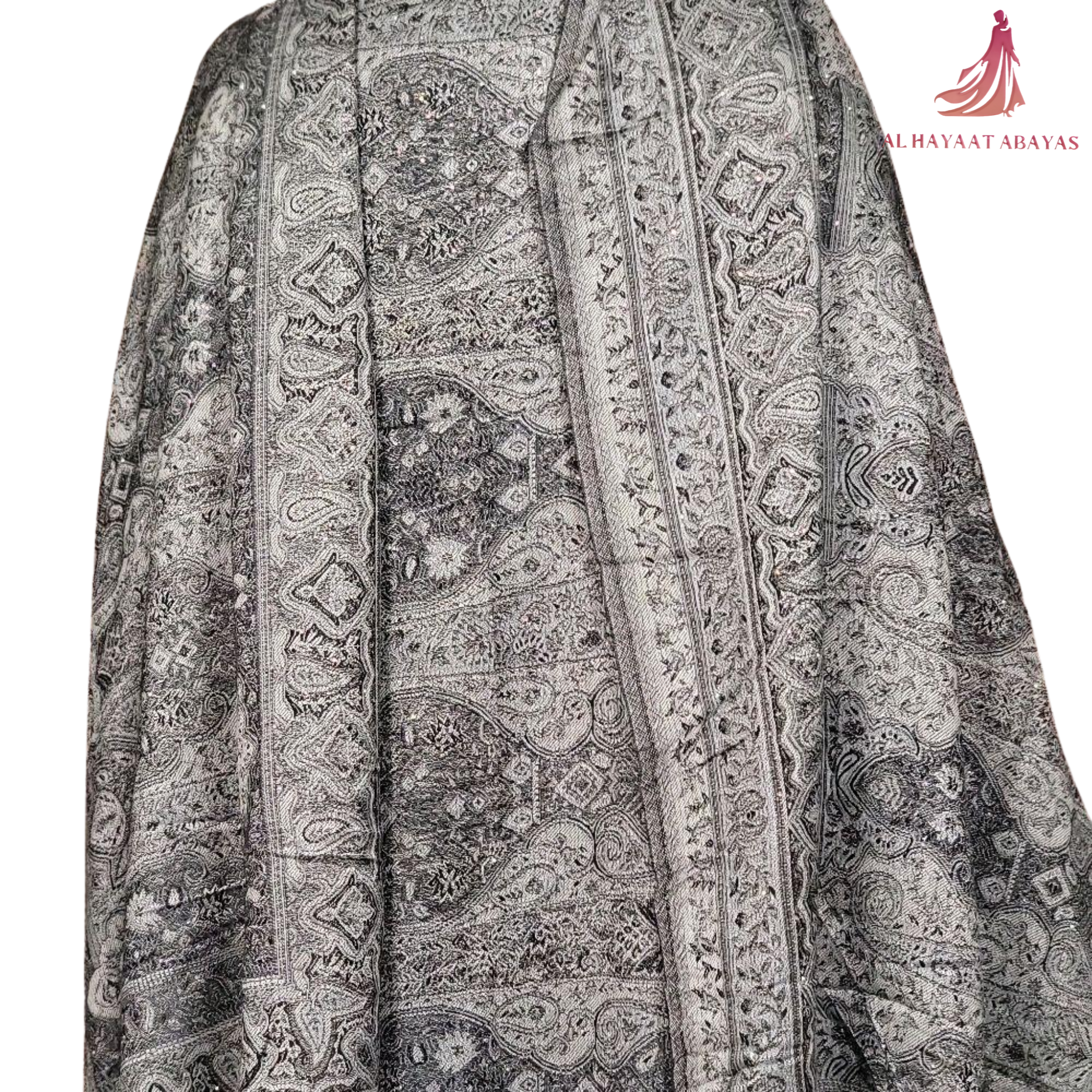 Elegant Pashmina Print Abaya 2 Piece Set – Indian Cashmere Style