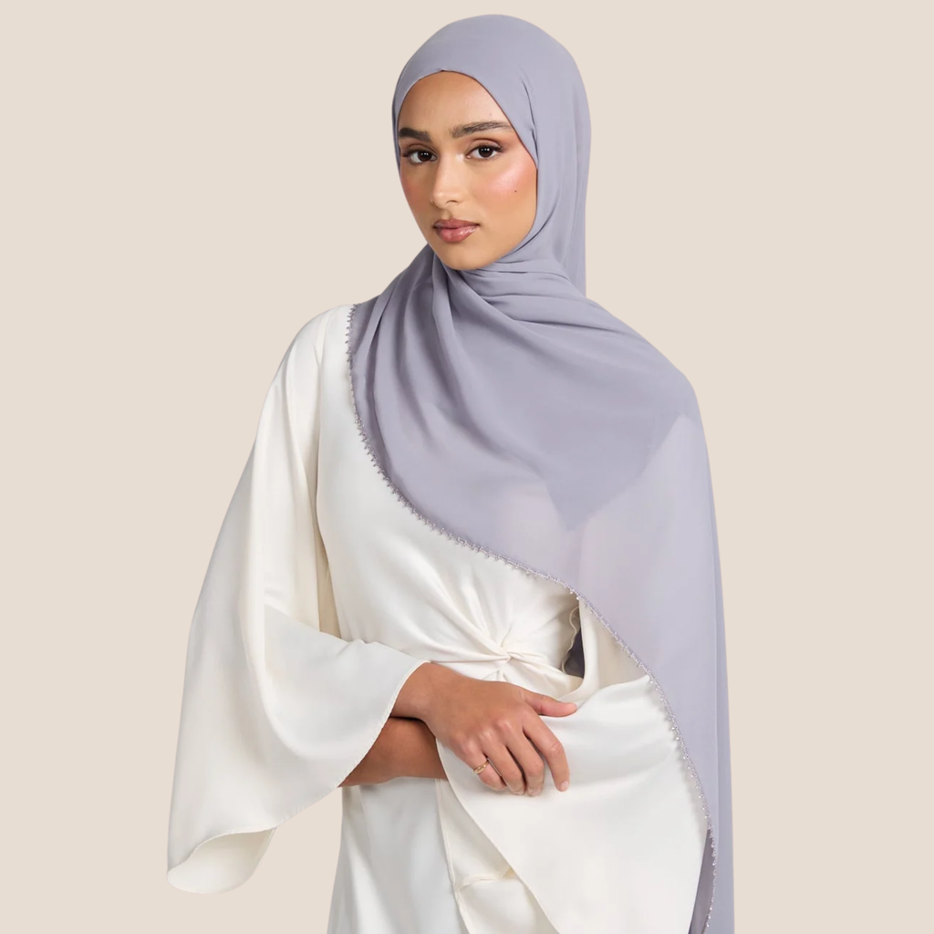 Luxury Georgette Hijab with Delicate Detailing – Available in 6 Colours