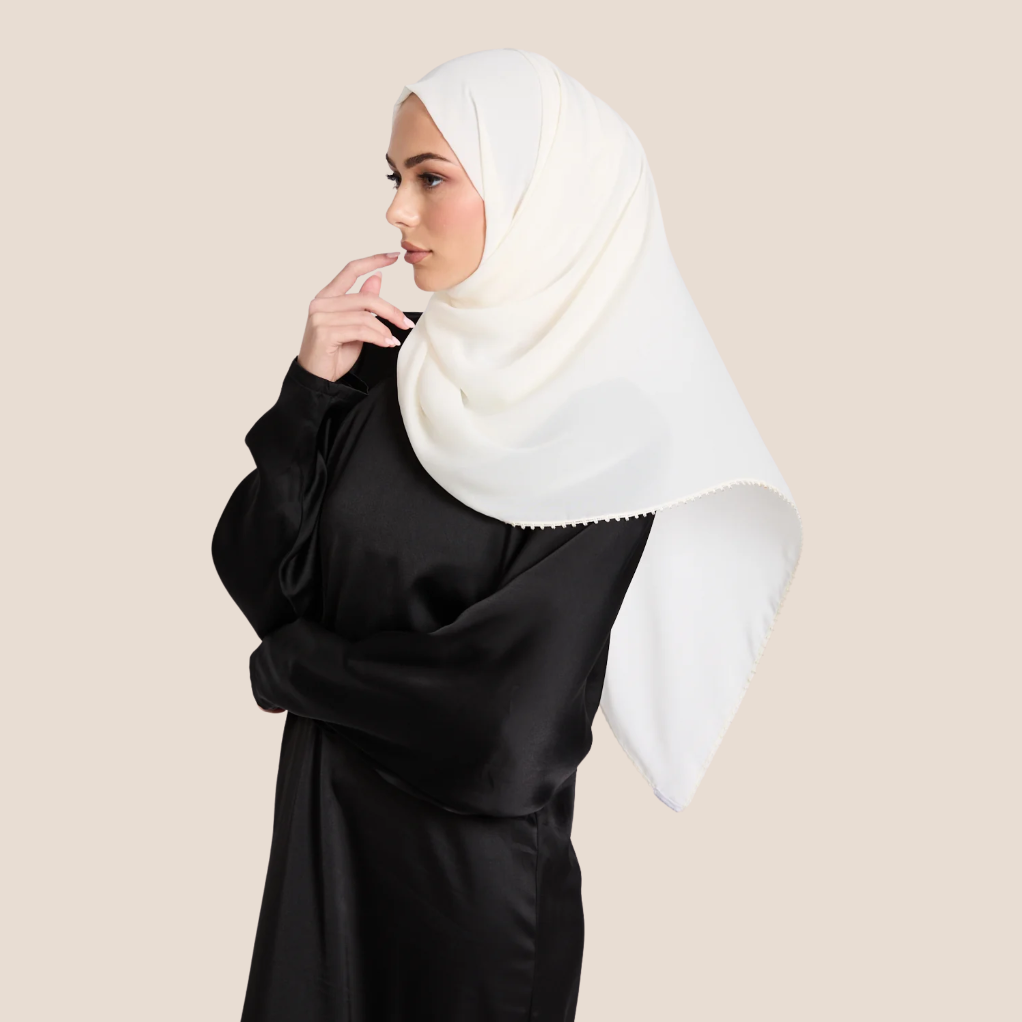 Luxury Georgette Hijab with Delicate Detailing – Available in 6 Colours