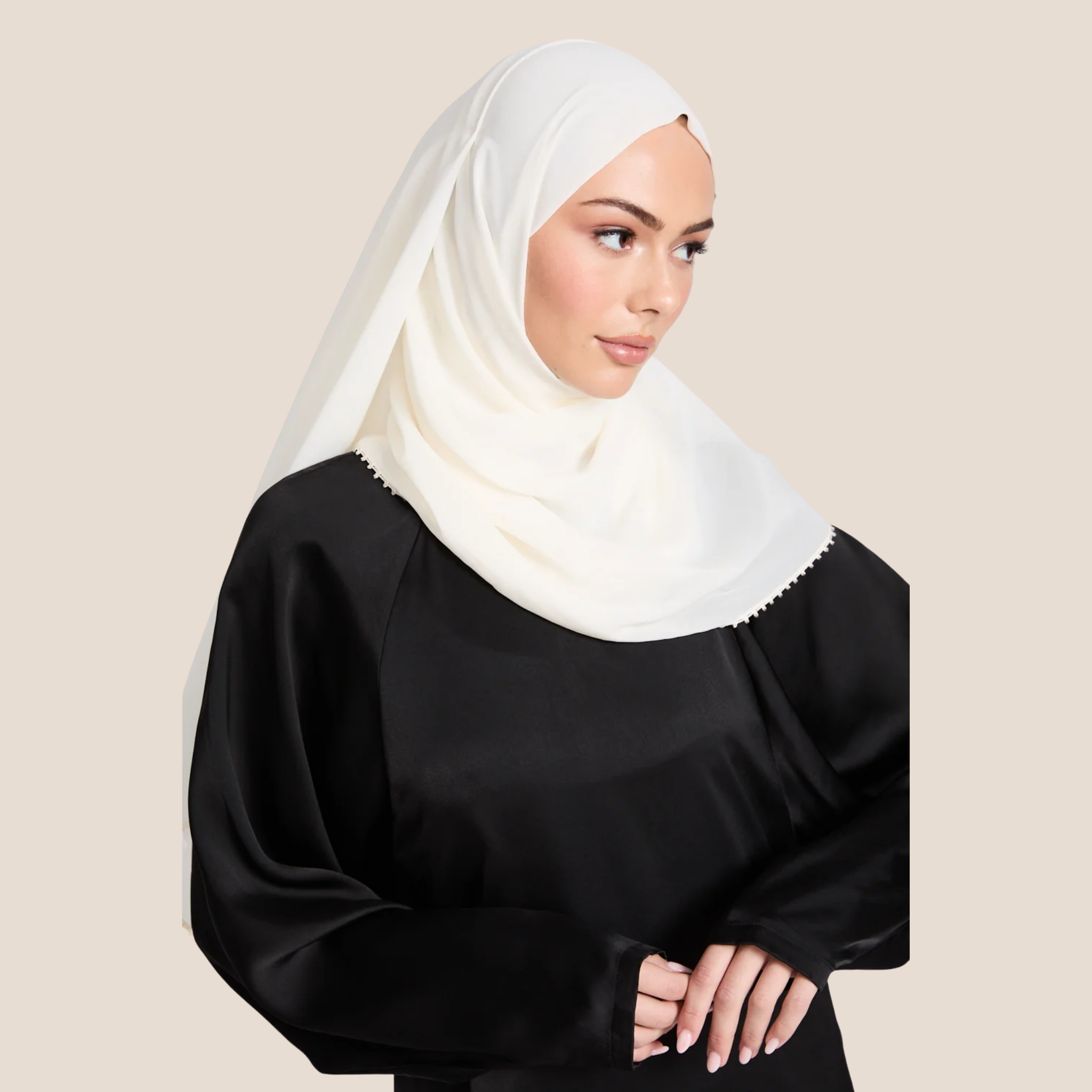 Luxury Georgette Hijab with Delicate Detailing – Available in 6 Colours