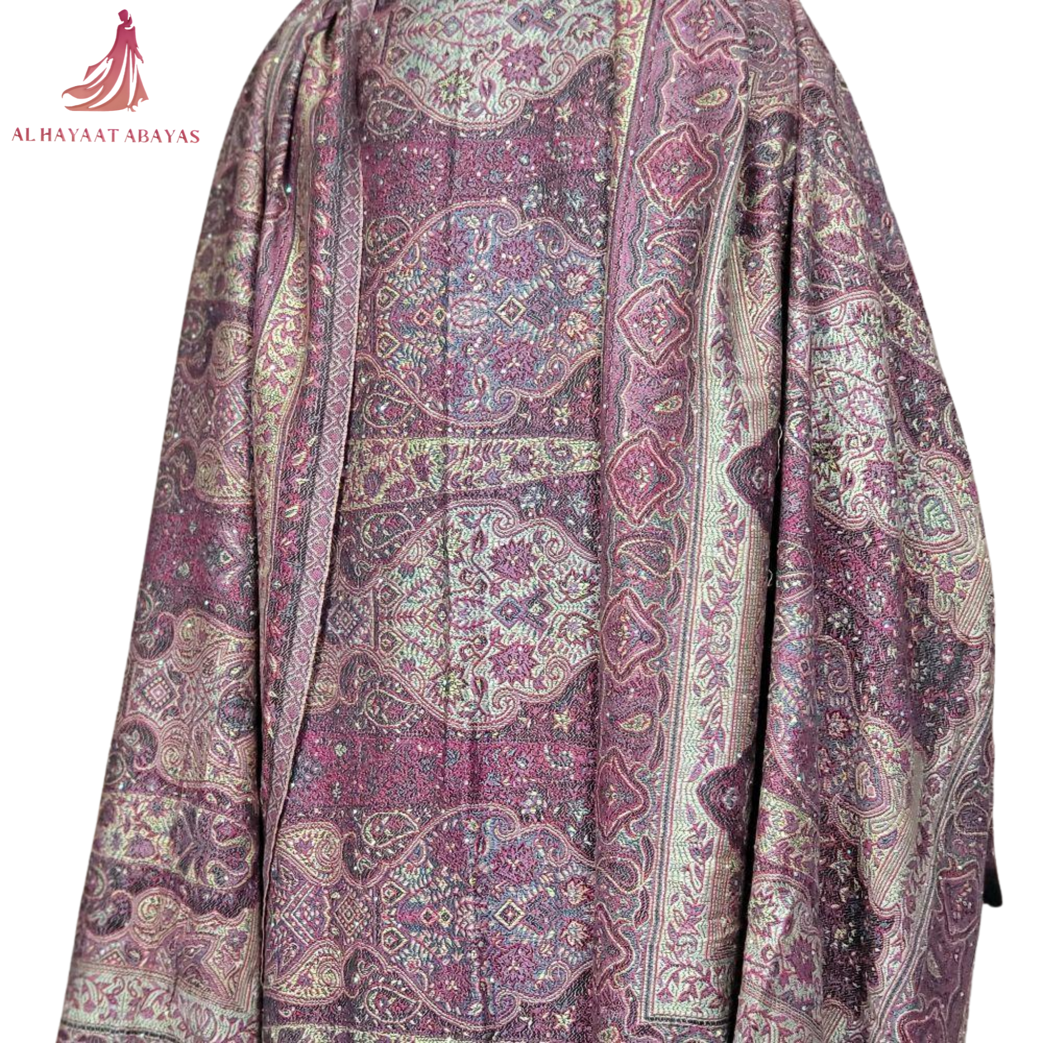 Elegant Pashmina Print Abaya 2 Piece Set – Indian Cashmere Style