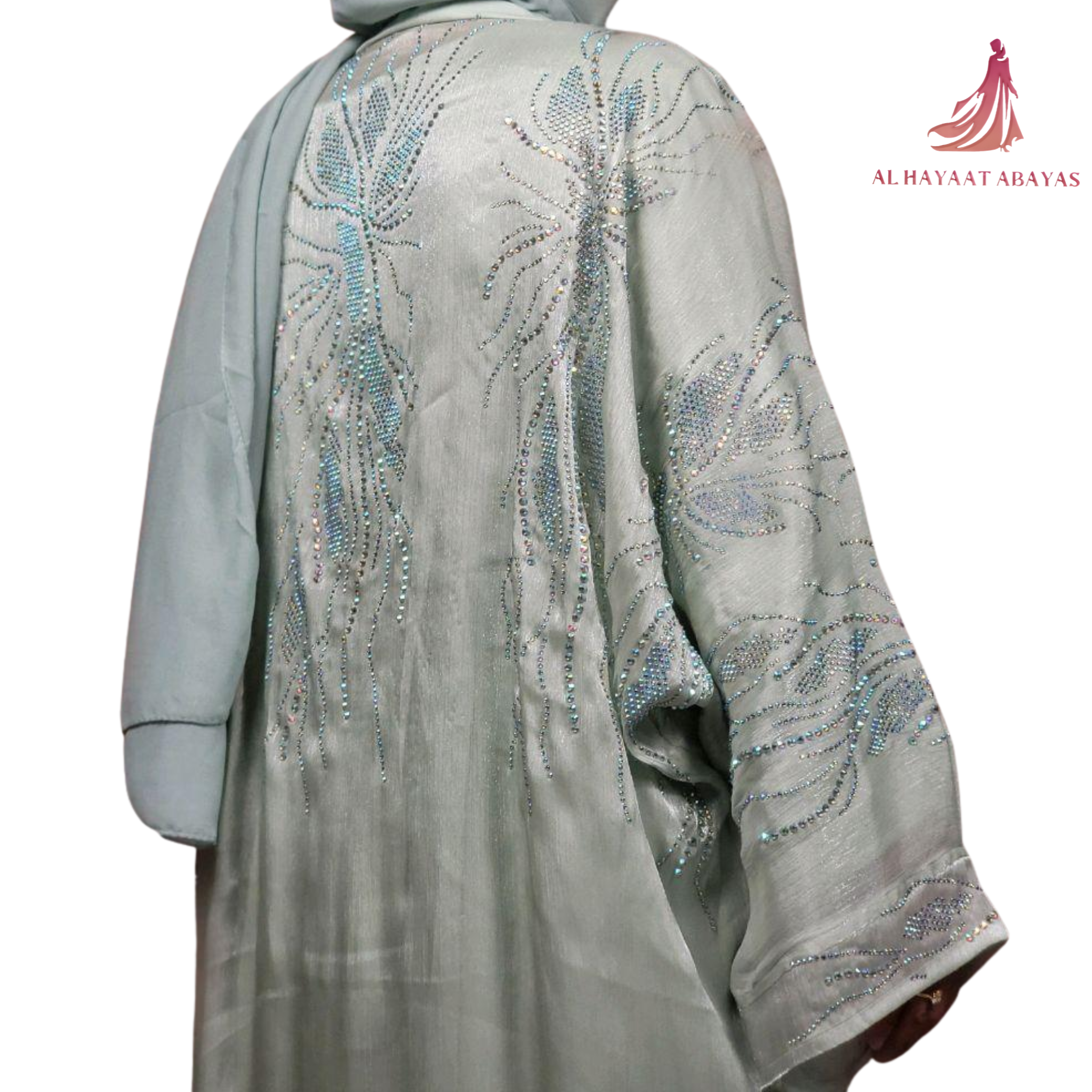 Yusrah 4 Piece Organza & Nida Abaya Set with Diamante Detailing