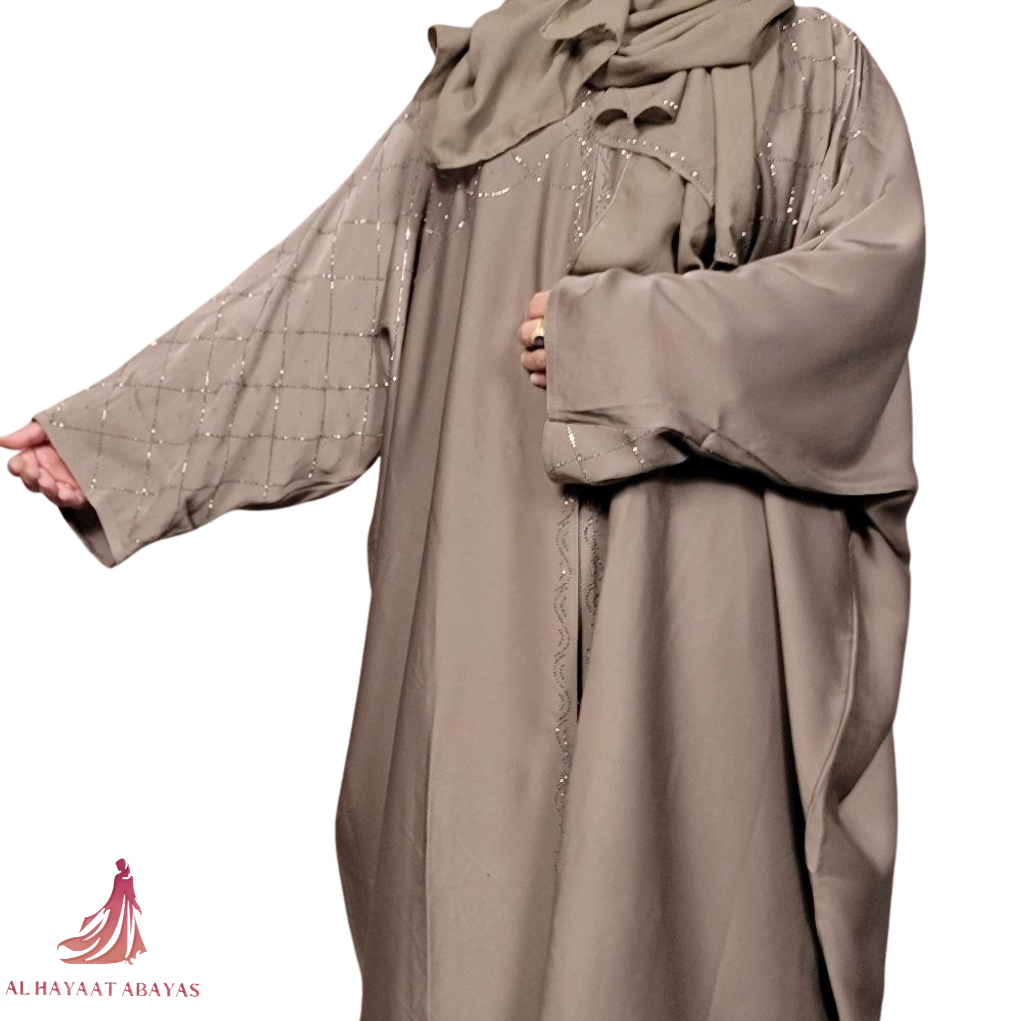 Fakihah Butterfly Abaya 2 Piece Set with Diamante Embellishments