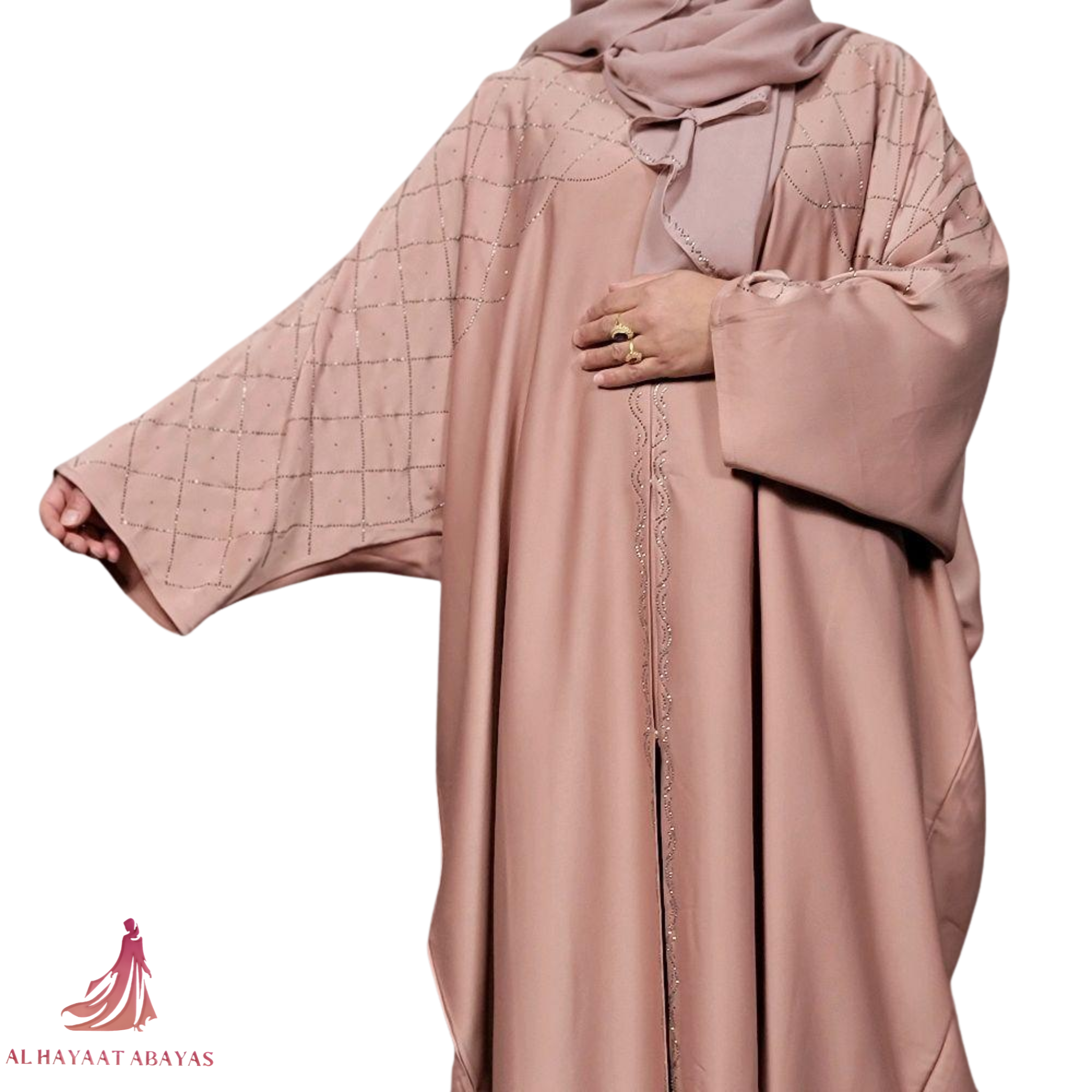 Fakihah Butterfly Abaya 2 Piece Set with Diamante Embellishments