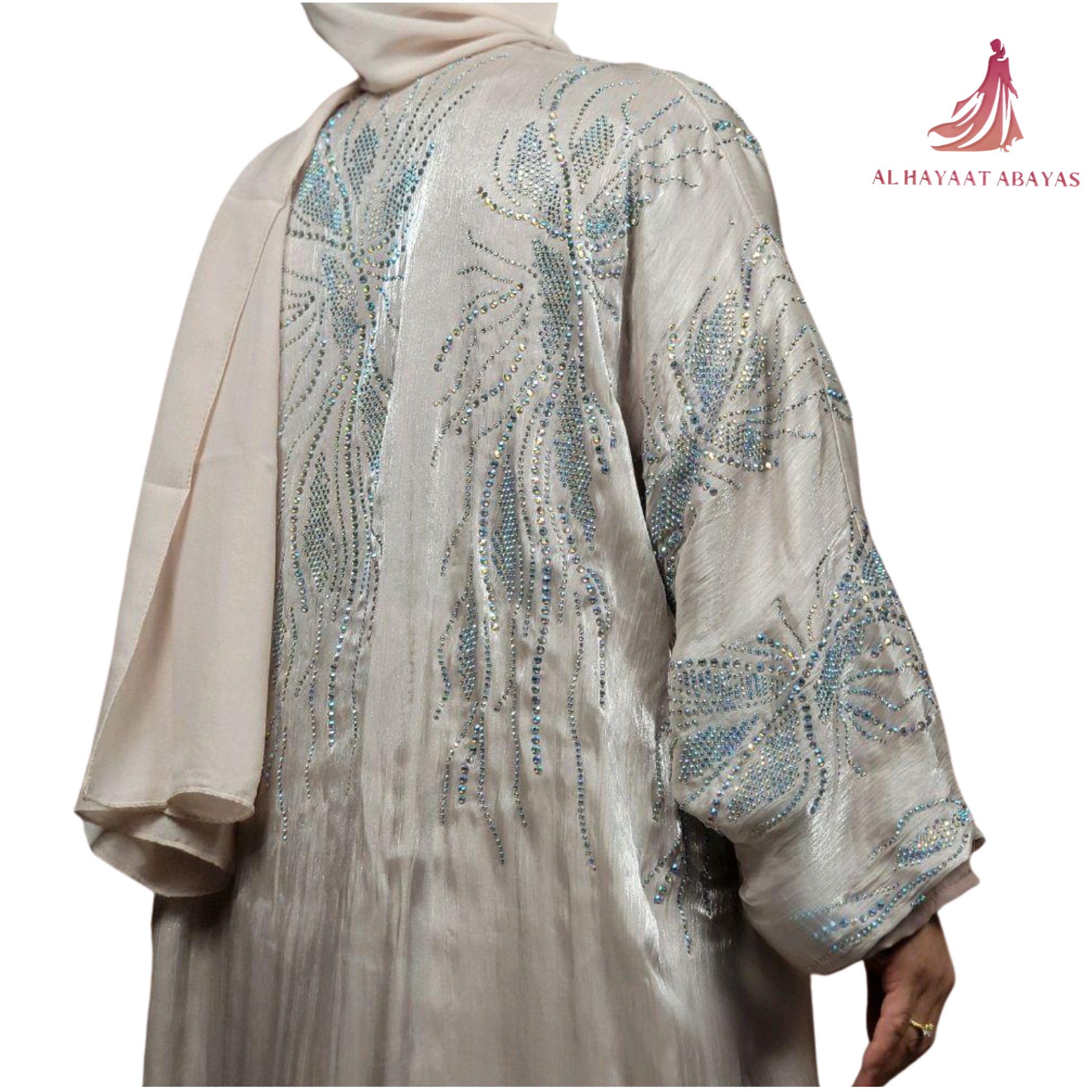 Yusrah 4 Piece Organza & Nida Abaya Set with Diamante Detailing