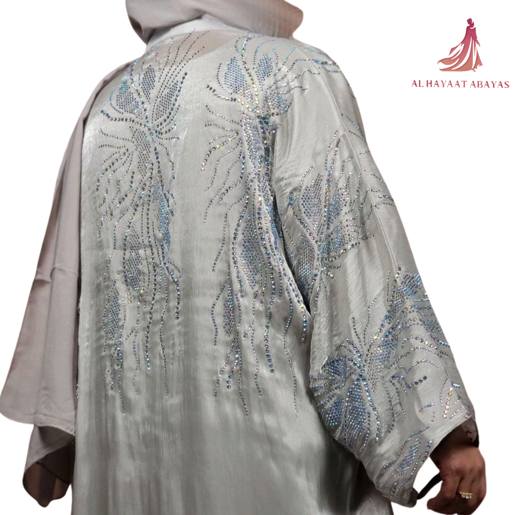 Yusrah 4 Piece Organza & Nida Abaya Set with Diamante Detailing