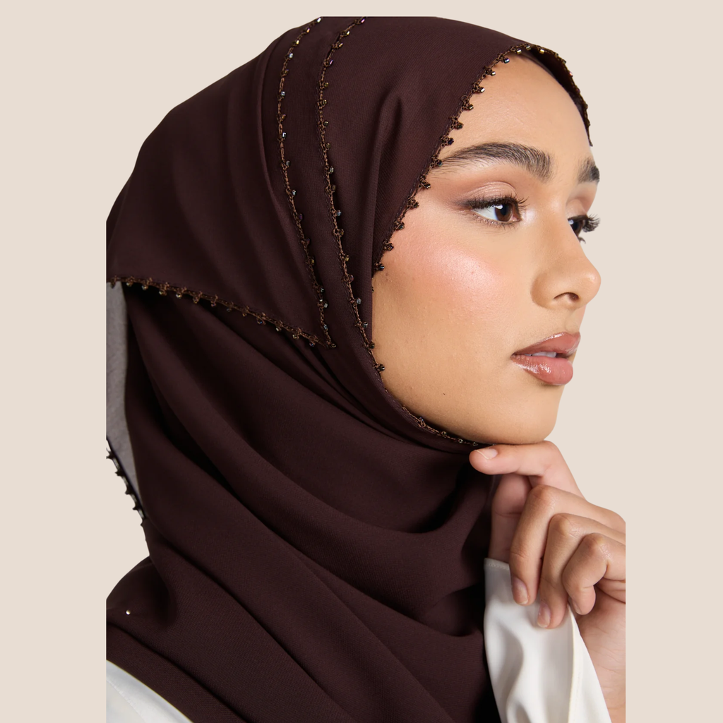 Luxury Georgette Hijab with Delicate Detailing – Available in 6 Colours