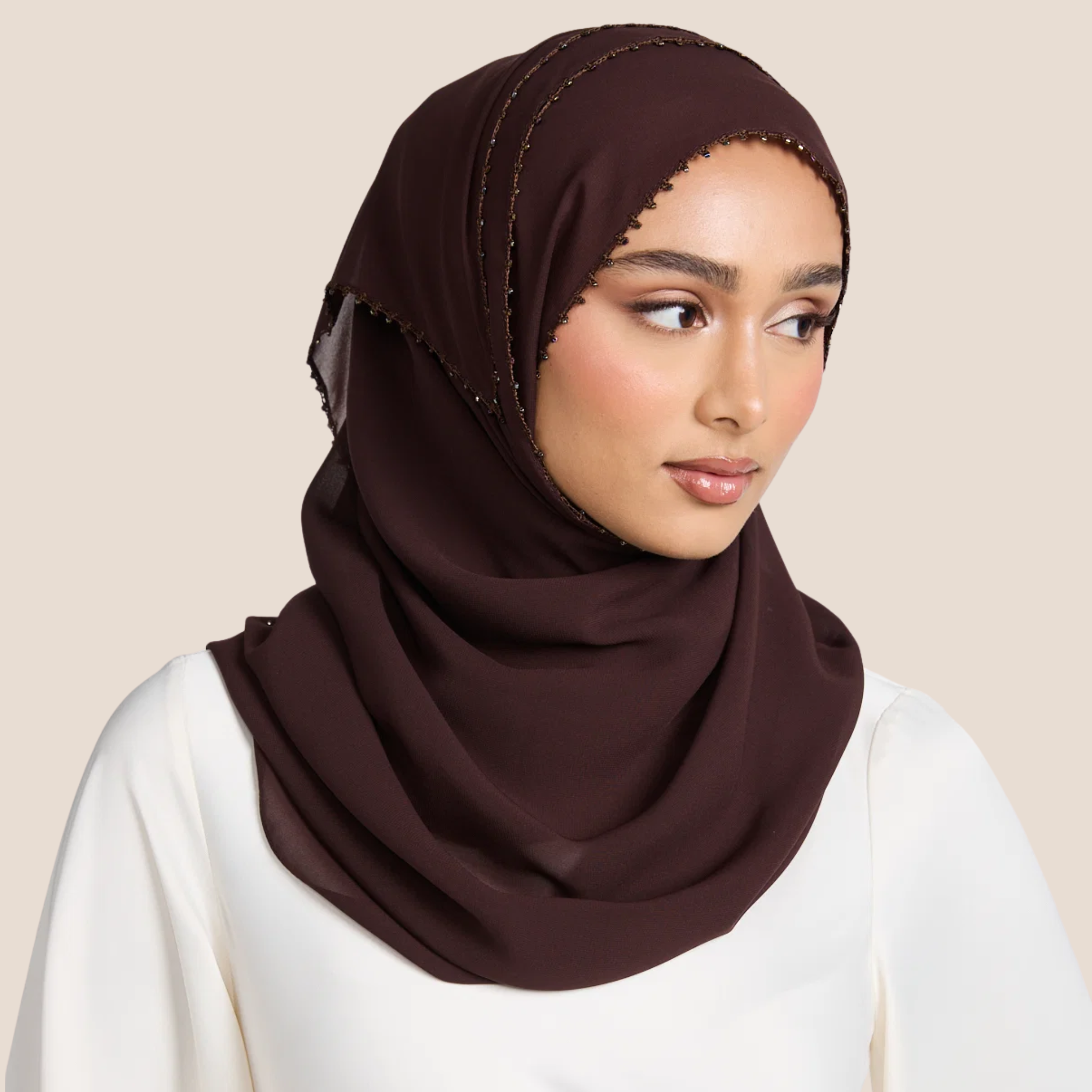 Luxury Georgette Hijab with Delicate Detailing – Available in 6 Colours