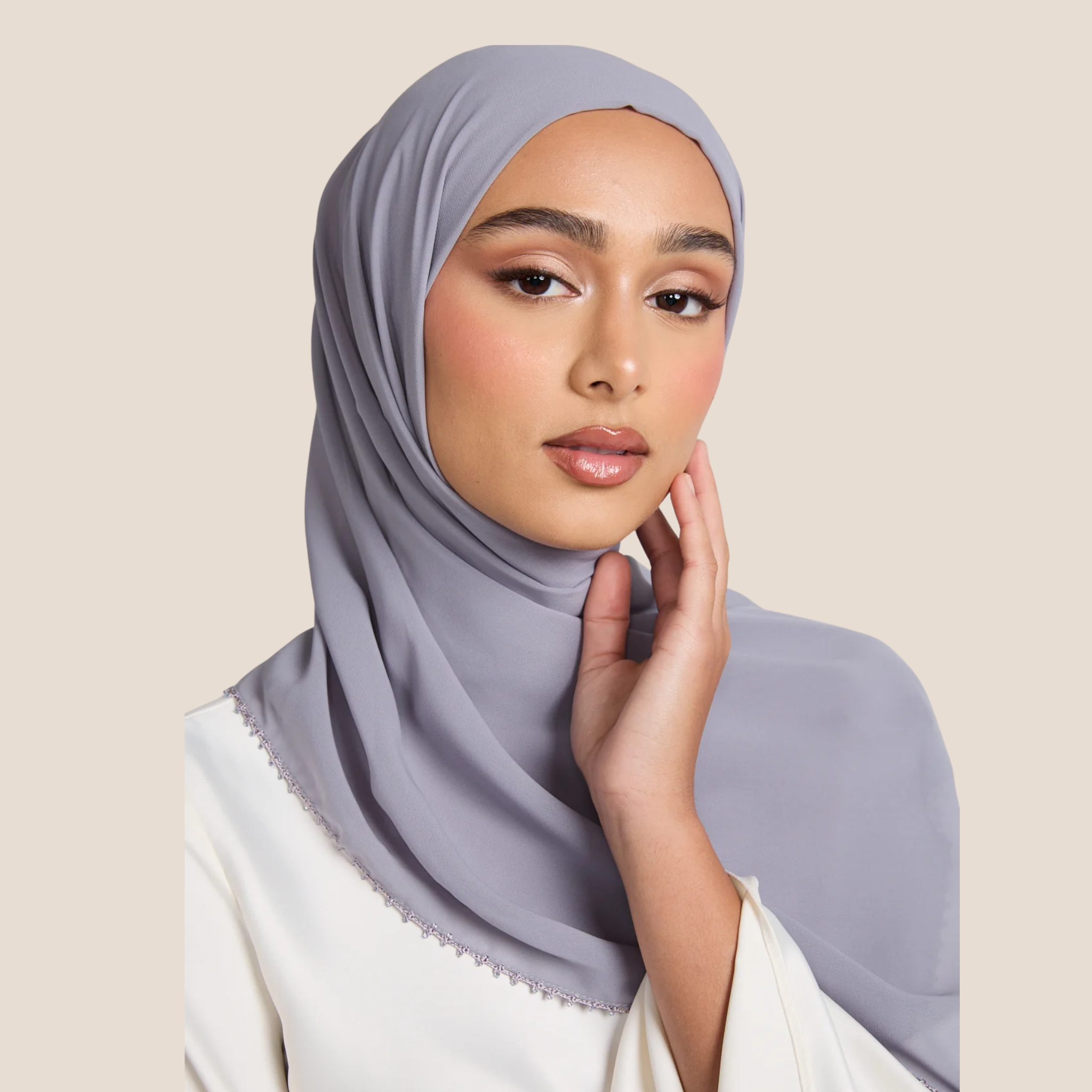 Luxury Georgette Hijab with Delicate Detailing – Available in 6 Colours