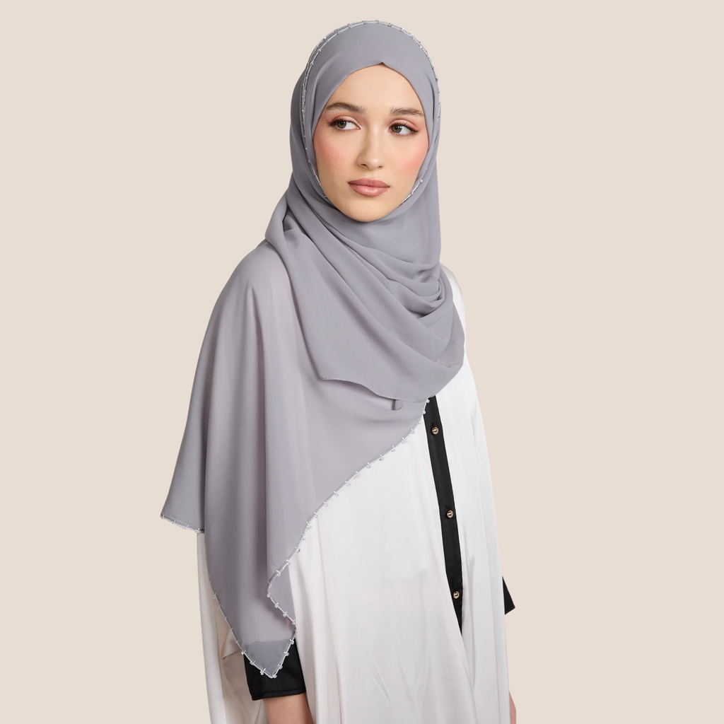 Luxury Georgette Hijab with Delicate Detailing – Available in 6 Colours