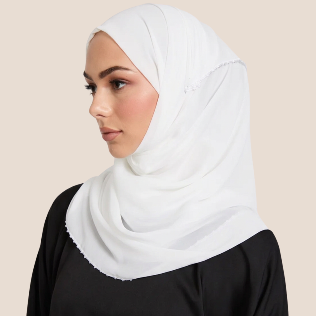 Luxury Georgette Hijab with Delicate Detailing – Available in 6 Colours