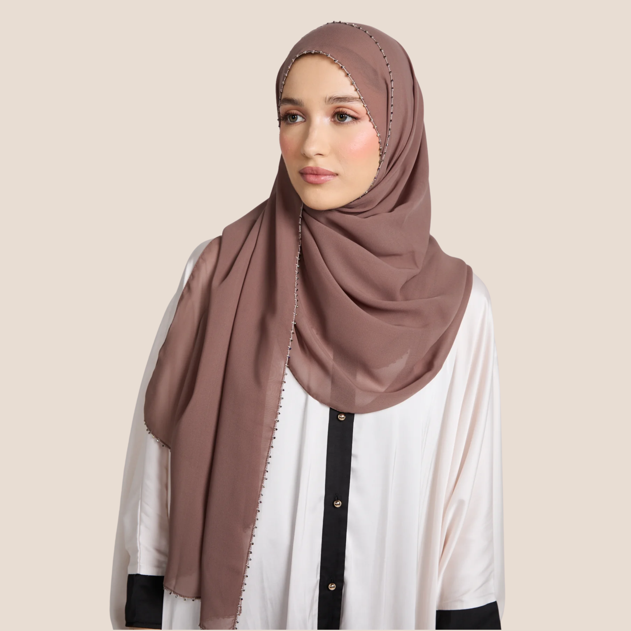 Luxury Georgette Hijab with Delicate Detailing – Available in 6 Colours