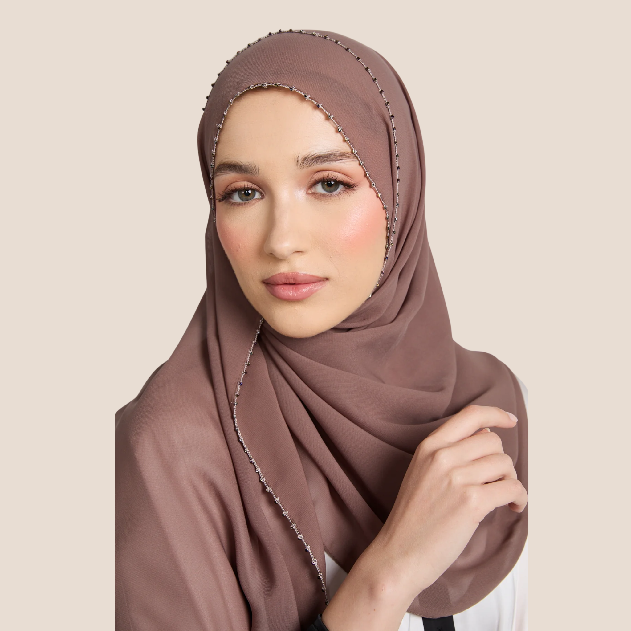 Luxury Georgette Hijab with Delicate Detailing – Available in 6 Colours